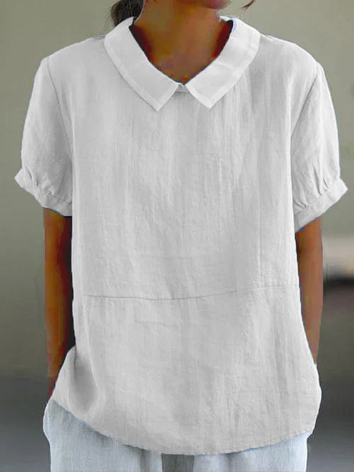Sophie – Relaxed Collared Everyday Top | White / S | Toronty Ottawa