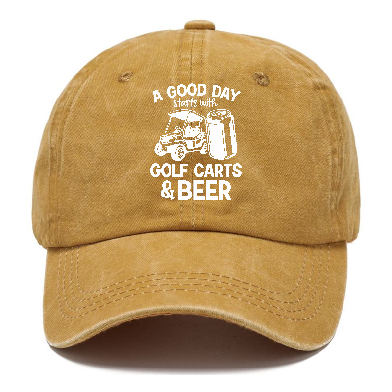 A Good Day Starts With Golf Carts And Beer Classic Cap | Golden Harvest(Yellow) | Toronty Ottawa