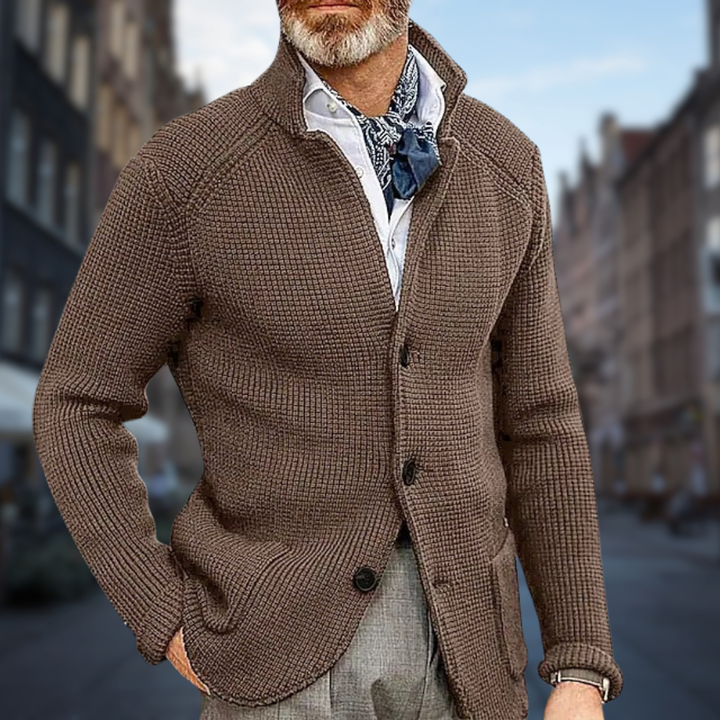 Lucien™ | Soft & Elegant Men’s Cardigan | Light brown / S | Toronty Ottawa