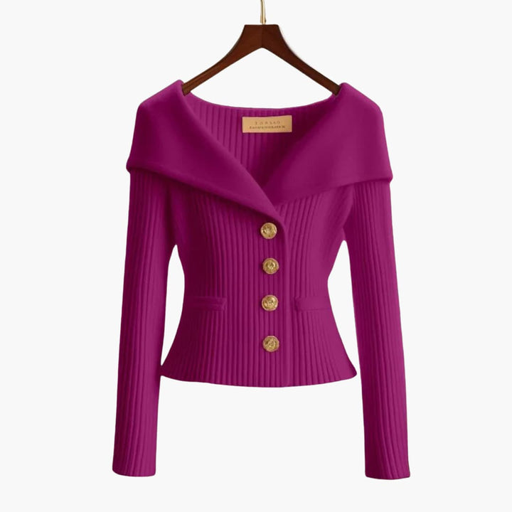 KIM™ - RIBBED BUTTON-UP CARDIGAN | Violet / One Size Fits All | Toronty Ottawa