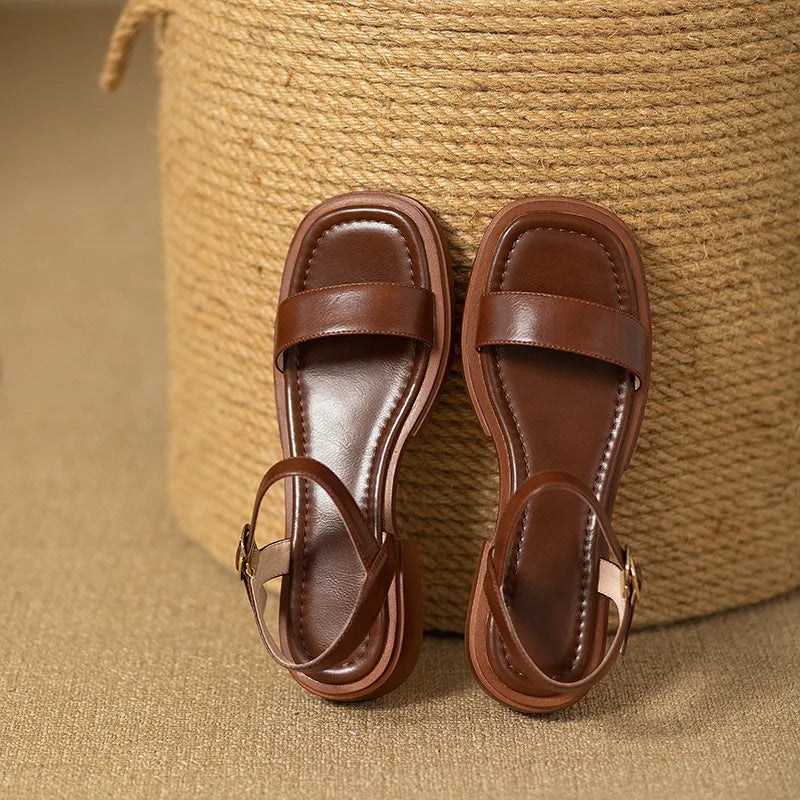 Paige – Minimal Leather Strap Sandals | Black / 3-3.5 | Toronty Ottawa