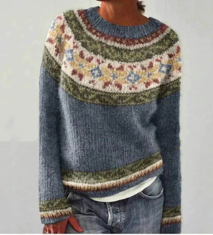 YASMINE™ - RETRO AUTUMN SWEATER | Gray / Stars / S | Toronty Ottawa