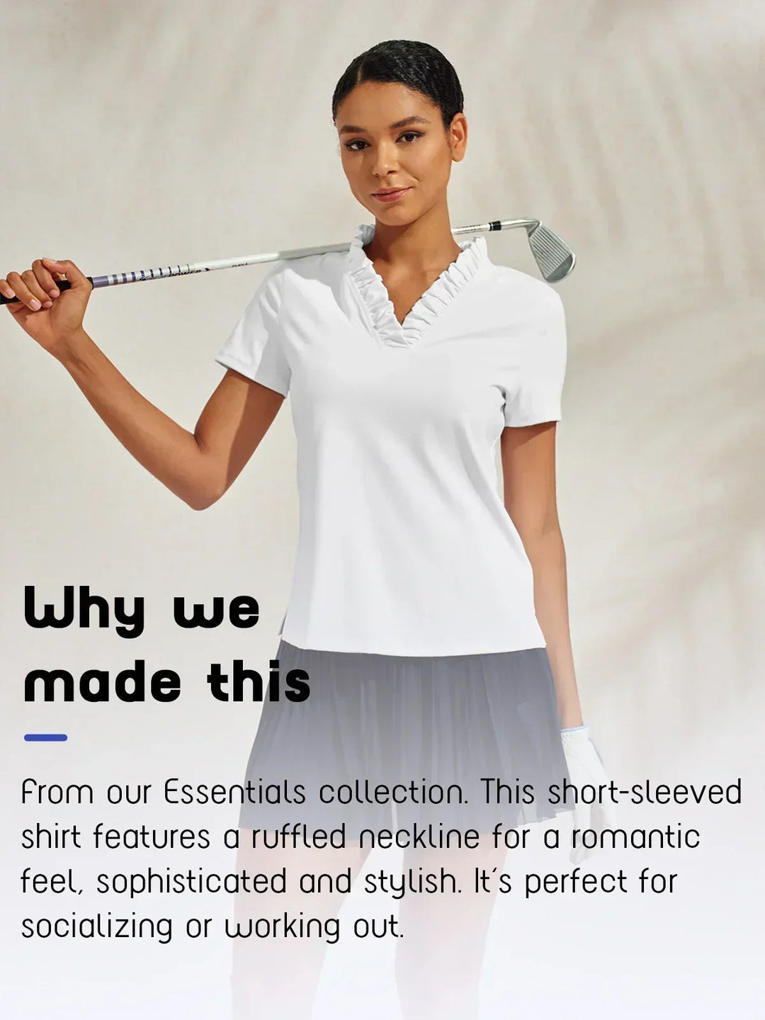 BreezeLuxe Ruffle V-Neck Polo Top | Black / S | Toronty Ottawa