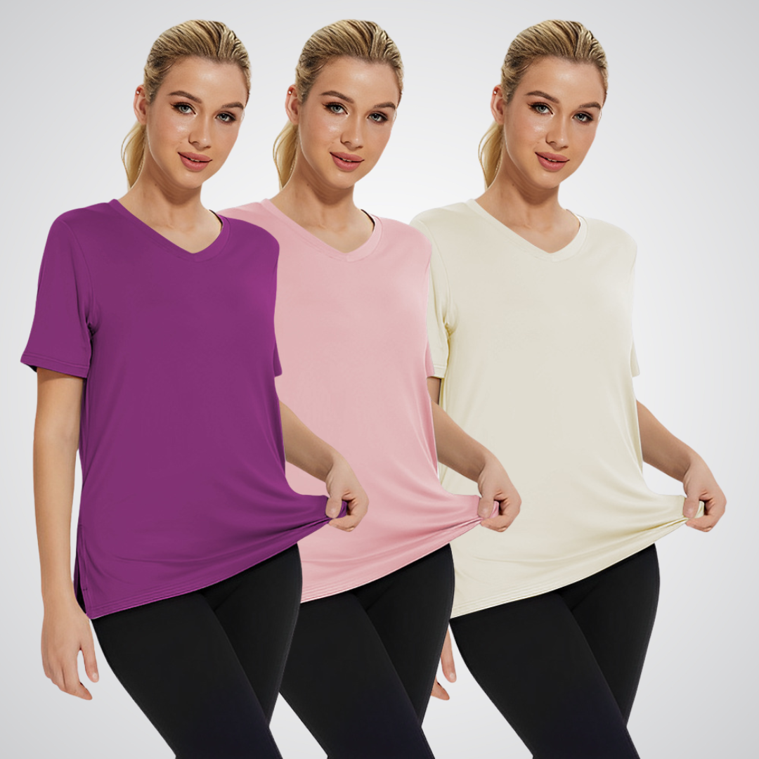 MiraLuxe™ | Casual Loose Fit Tee (3-Pack) | Vintage Violet/ Pink/ Off-White / S | Toronty Ottawa