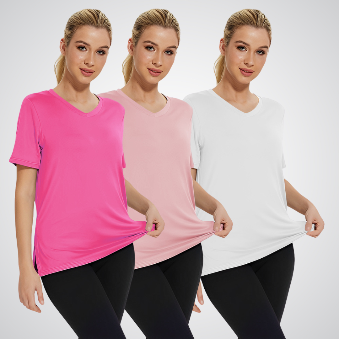 MiraLuxe™ | Casual Loose Fit Tee (3-Pack) | Neon Pink/ Pink/ White / S | Toronty Ottawa