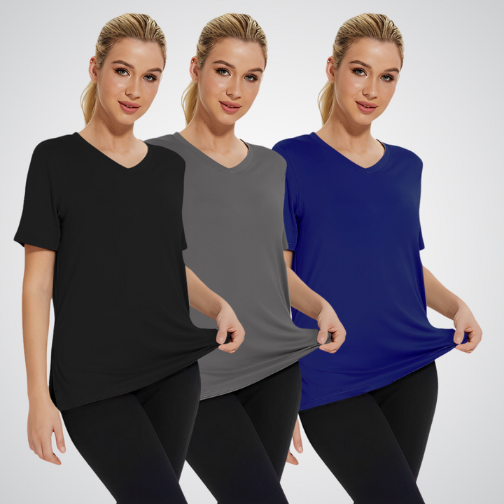 MiraLuxe™ | Casual Loose Fit Tee (3-Pack) | Black/ Dark Gray/ Navy Blue / S | Toronty Ottawa