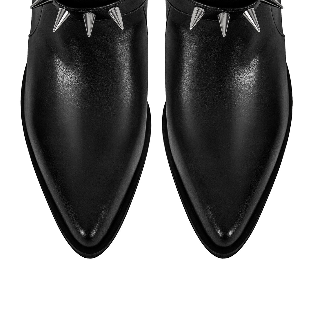 Chunky Heel Rivet Buckle Ankle Boots