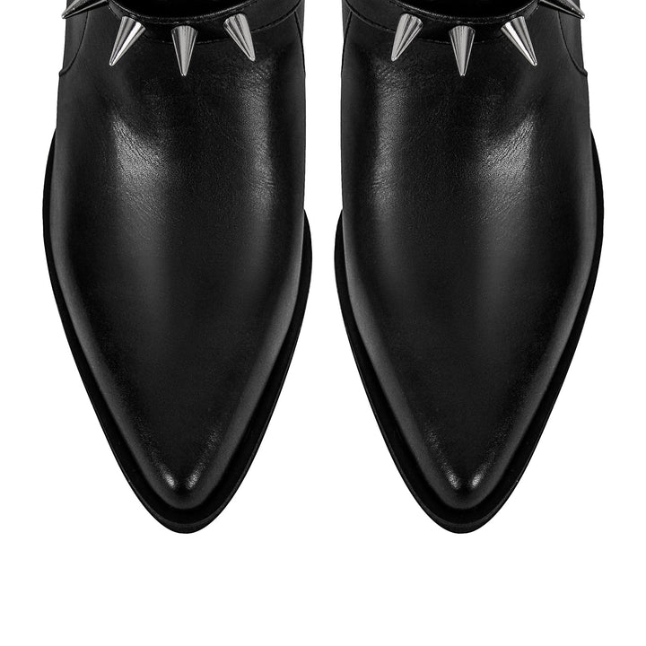 Chunky Heel Rivet Buckle Ankle Boots