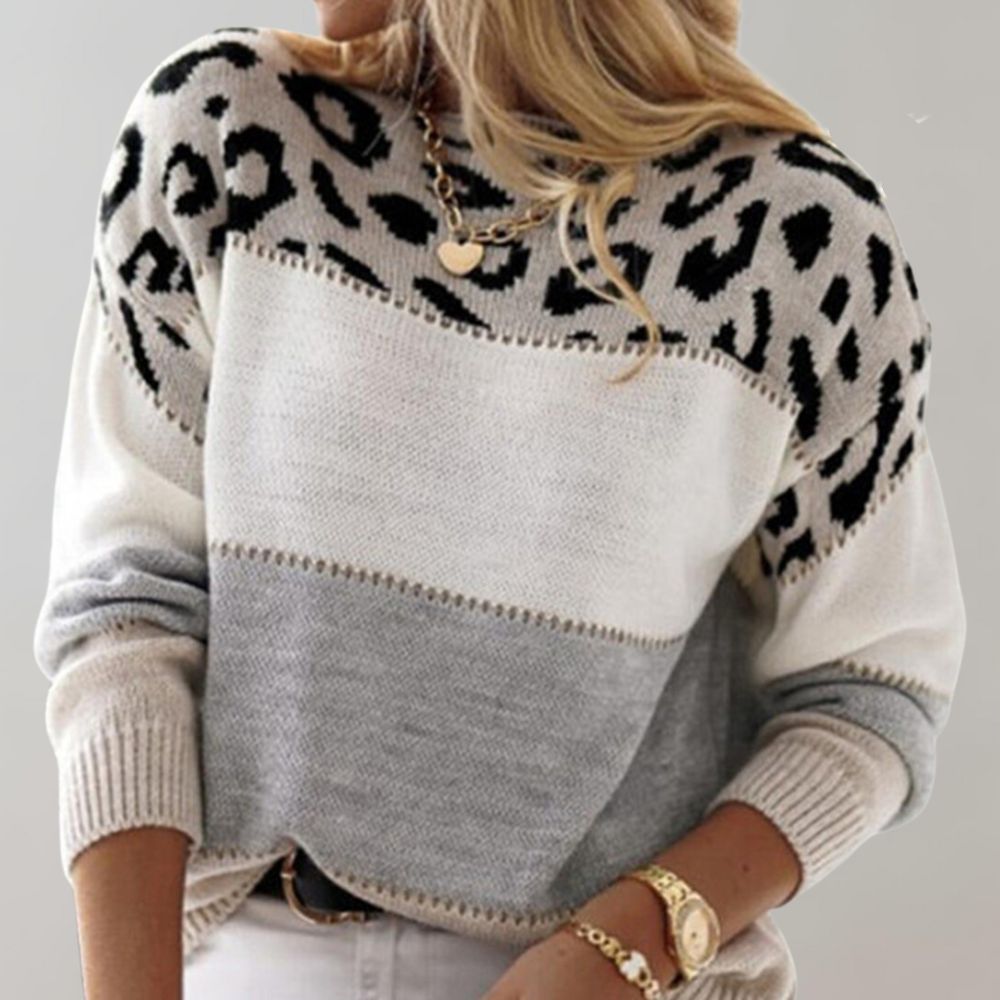 EMILY™ - LEOPARD PRINT JUMPER | Grey / S | Toronty Ottawa