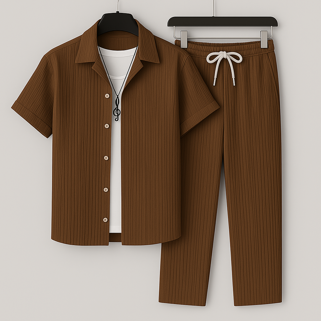 Havenford™ | Men’s Relaxed Linen Set | Brown / XS | Toronty Ottawa