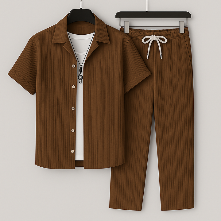 Havenford™ | Men’s Relaxed Linen Set | Brown / XS | Toronty Ottawa
