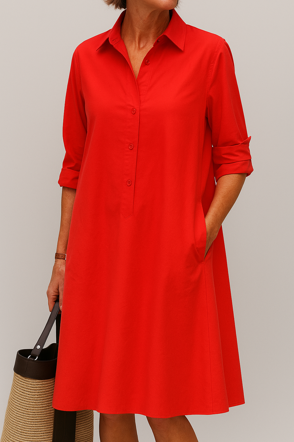 Claire – Everyday Shirt Dress | Red / S | Toronty Ottawa