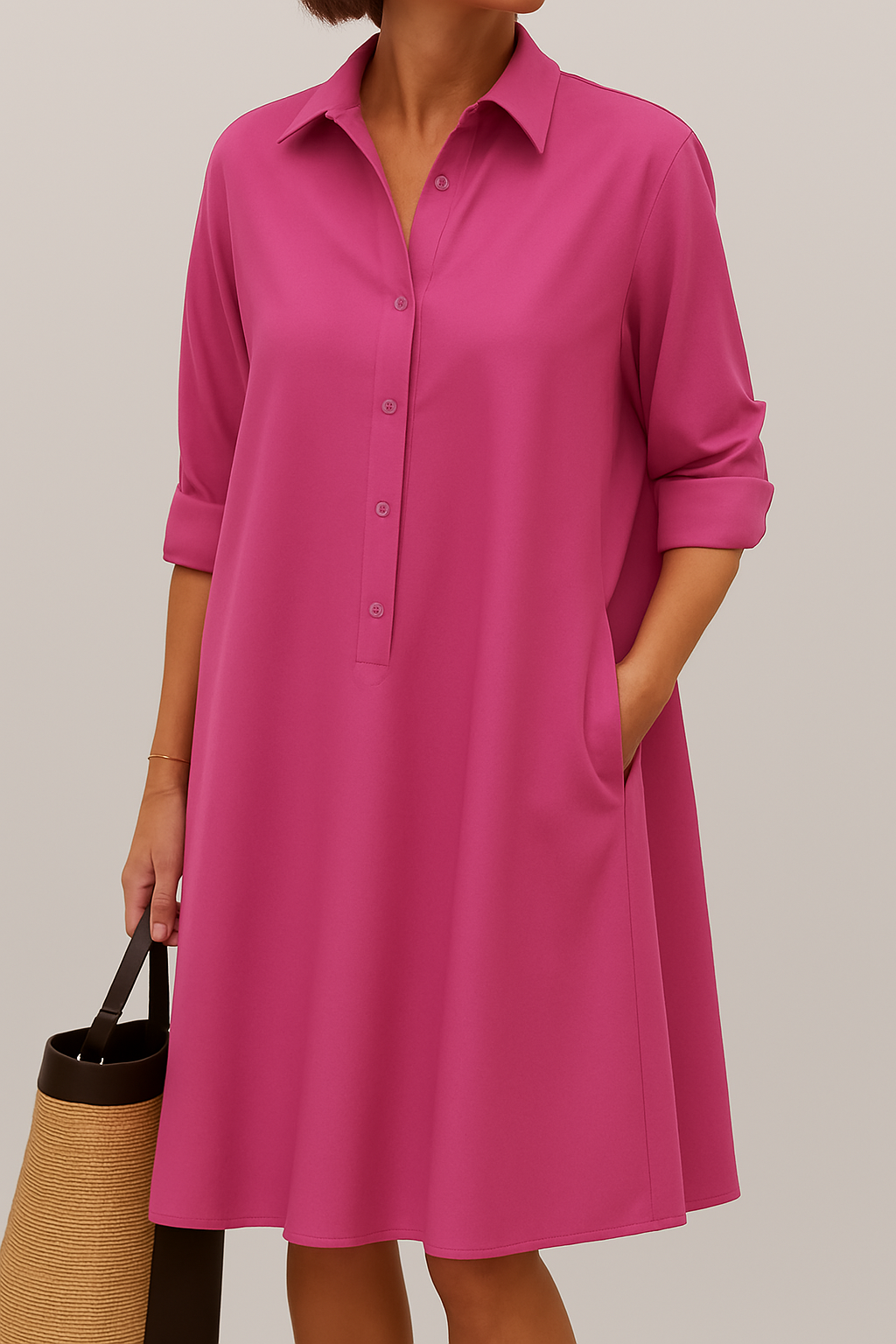 Claire – Everyday Shirt Dress | Dark Pink / S | Toronty Ottawa