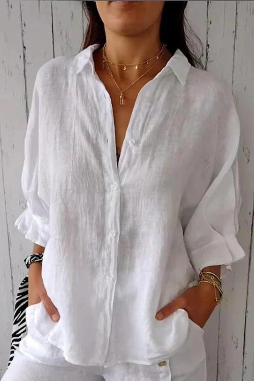Hannah – Timeless Button-Up Shirt | Blue / S | Toronty Ottawa