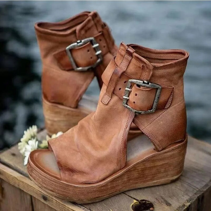 FerraLuxe Buckled Suede Boots | Brown / 4 | Toronty Ottawa