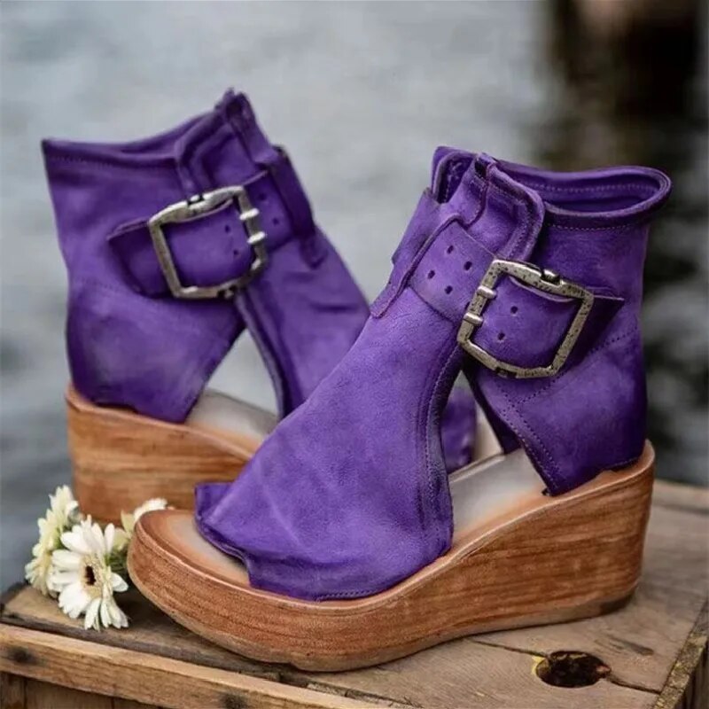 FerraLuxe Buckled Suede Boots | Purple / 4 | Toronty Ottawa