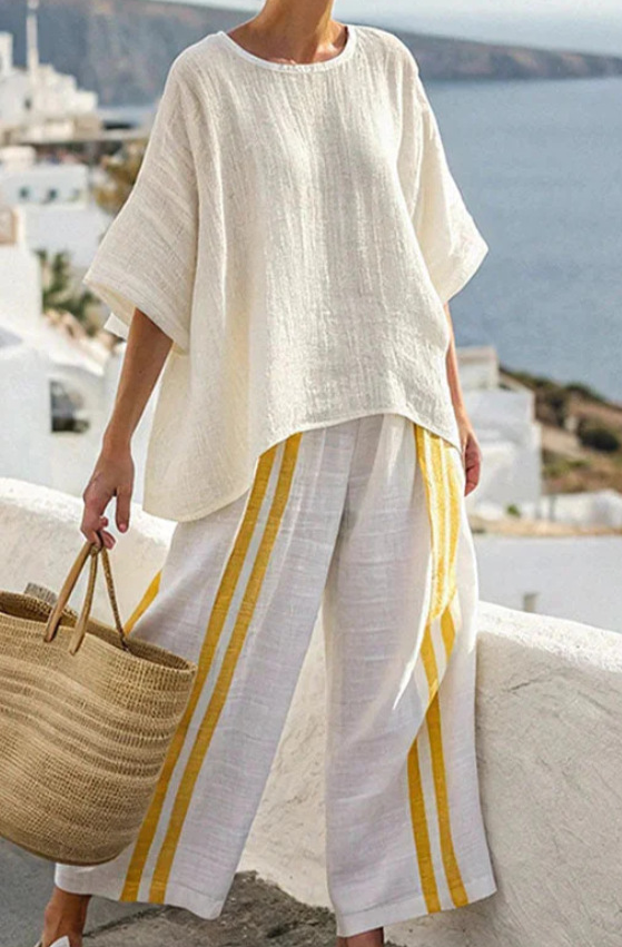 LioraEase™ Relaxed Two-Piece Set | Yellow Stripe / S | Toronty Ottawa