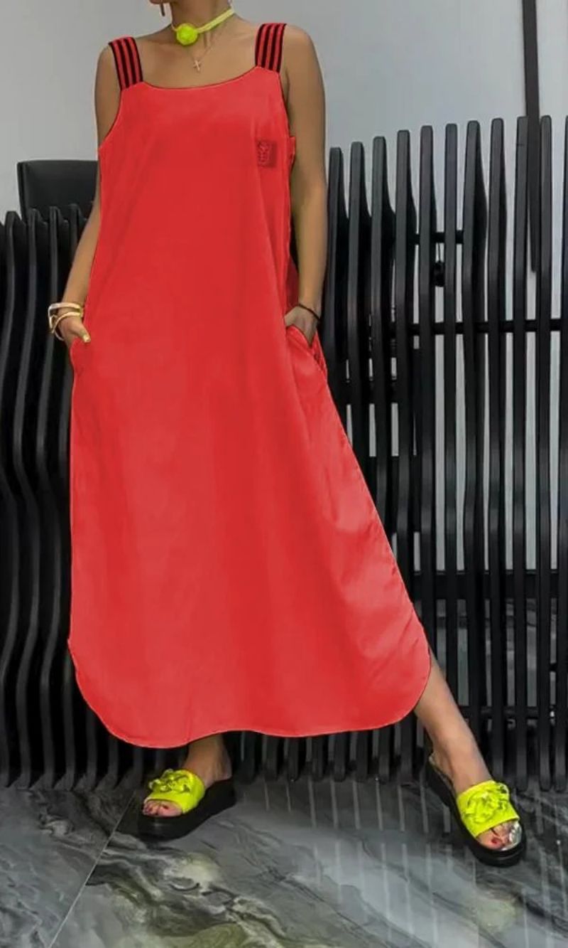 Meadowline™ | Striped Suspender Maxi Dress | Red / S | Toronty Ottawa