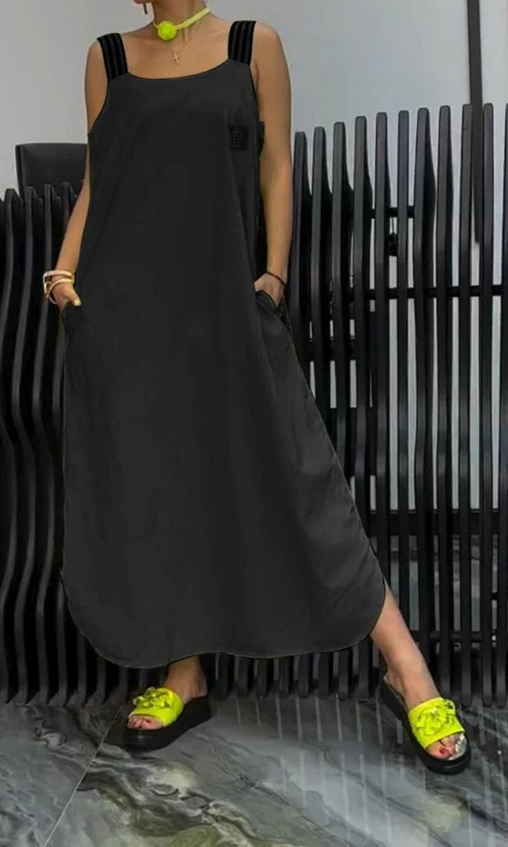 Meadowline™ | Striped Suspender Maxi Dress | Black (Almost sold out) / S | Toronty Ottawa