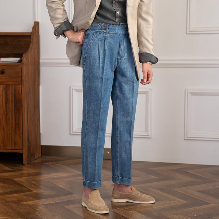 Wexford™ | Men’s Retro High-Waist Slim Denim Pants | Light Blue / 29 | Toronty Ottawa