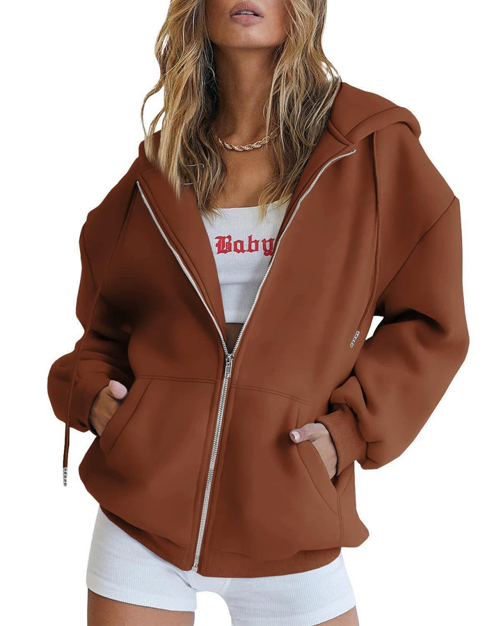 Verloft™ | Oversized Zip Hoodie | Brown / S | Toronty Ottawa