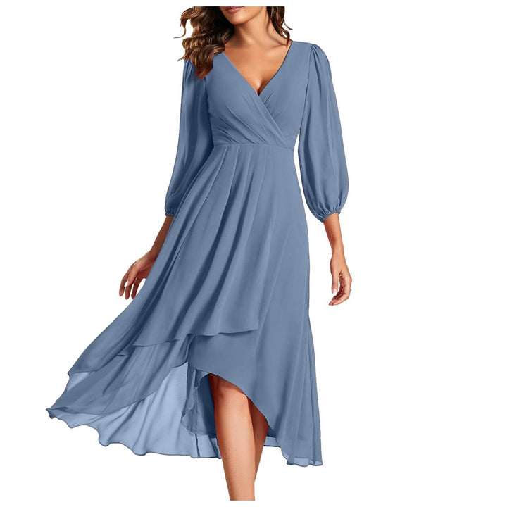 Vivienne – V-Neckline Elegant Dress | Blue / S | Toronty Ottawa