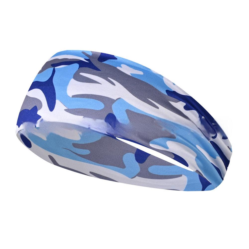 Camo Print Sports Headbands, Yoga Sport Sweat Headband, Yoga Hair Bands Head Sweat Bands | Summer Sky(Blue) | Toronty Ottawa
