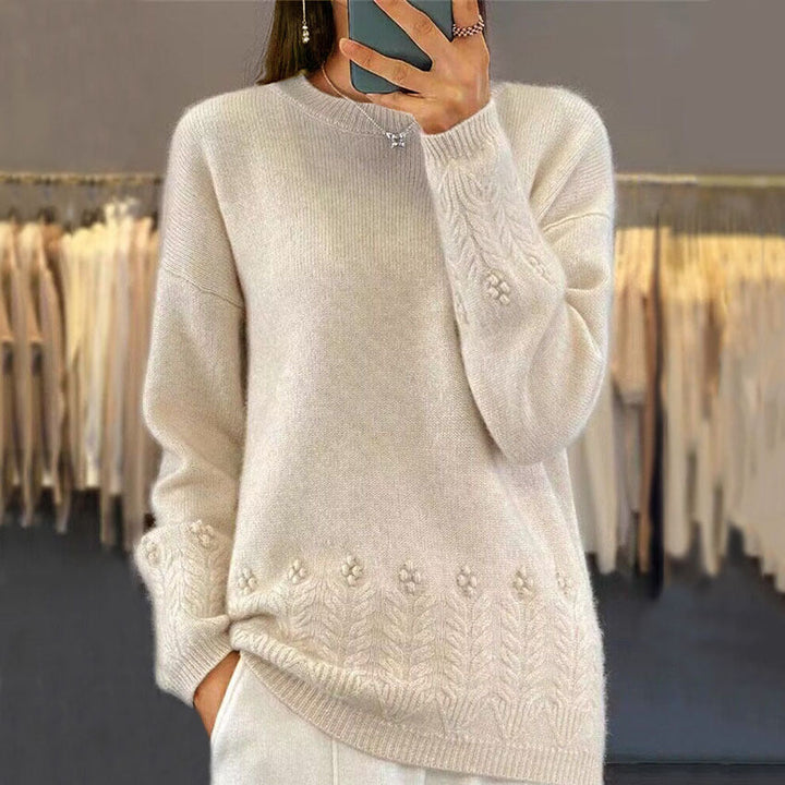 ALMA™ - FLORAL KNIT SWEATER | Beige / S | Toronty Ottawa
