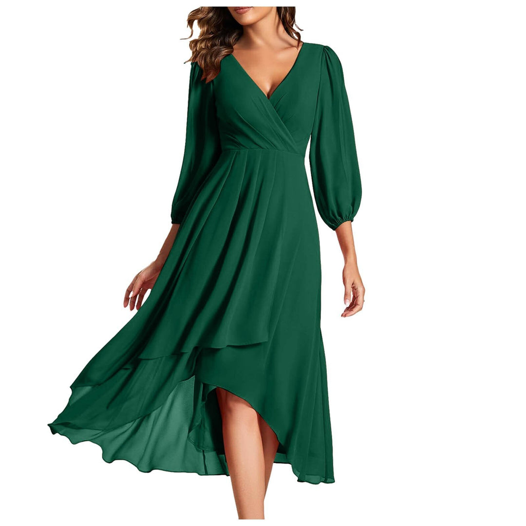 Vivienne – V-Neckline Elegant Dress | Dark Green / S | Toronty Ottawa