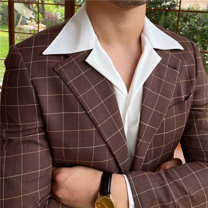 Bramley™ | Men’s Cuban Collar Bamboo Houndstooth Shirt | Green / S(US) | Toronty Ottawa