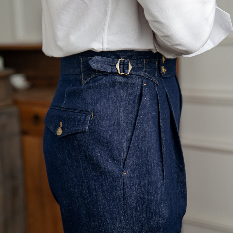 Stratford™ | Men’s Retro High-Waist Slim Denim Pants | Blue / 29 | Toronty Ottawa
