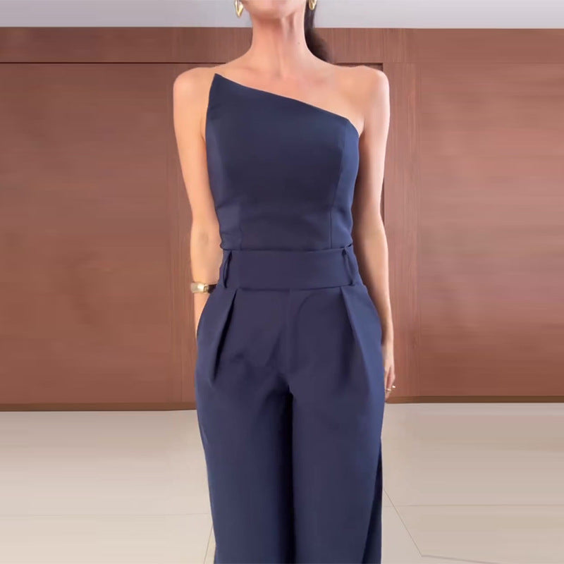 Mira | Minimalist One-Shoulder Palazzo Set | Blue / XS | Toronty Ottawa