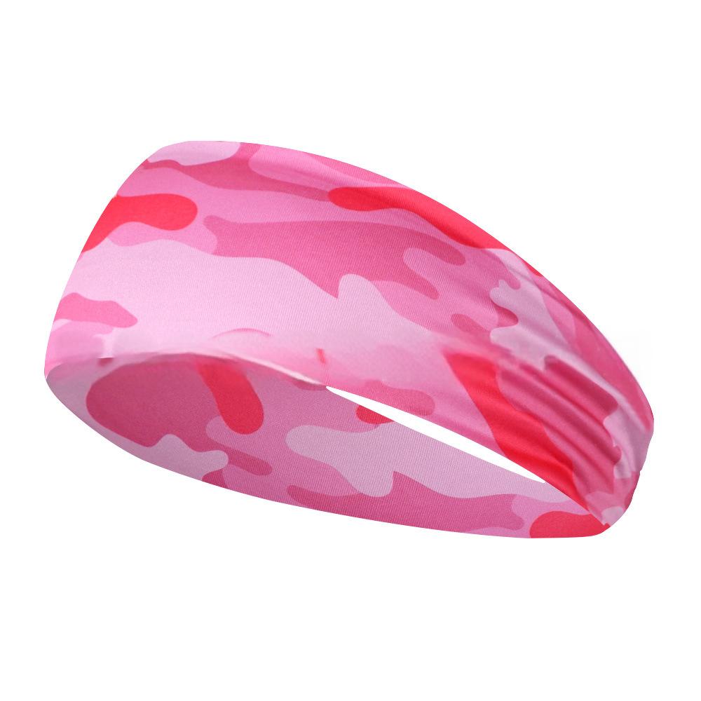 Camo Print Sports Headbands, Yoga Sport Sweat Headband, Yoga Hair Bands Head Sweat Bands | Pink | Toronty Ottawa