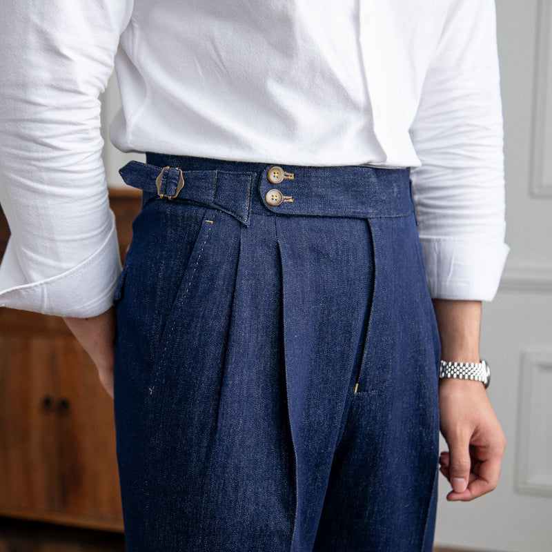 Stratford™ | Men’s Retro High-Waist Slim Denim Pants | Blue / 29 | Toronty Ottawa