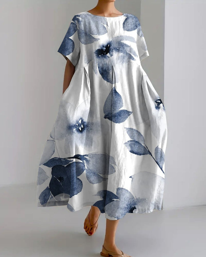 Sophie - The Floral Maxi Dress | Ocean Blue / White / XS | Toronty Ottawa