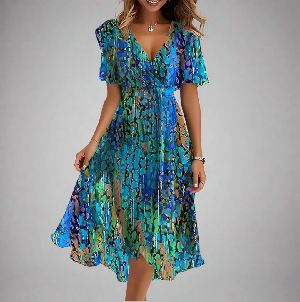 Aisling – The Elegant Floral Dress | Blue/Green / S | Toronty Ottawa