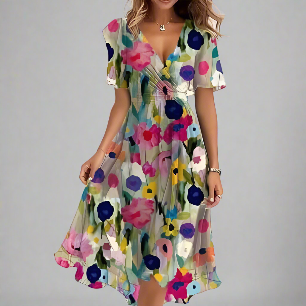 Aisling – The Elegant Floral Dress | Biege Colour Floral / S | Toronty Ottawa