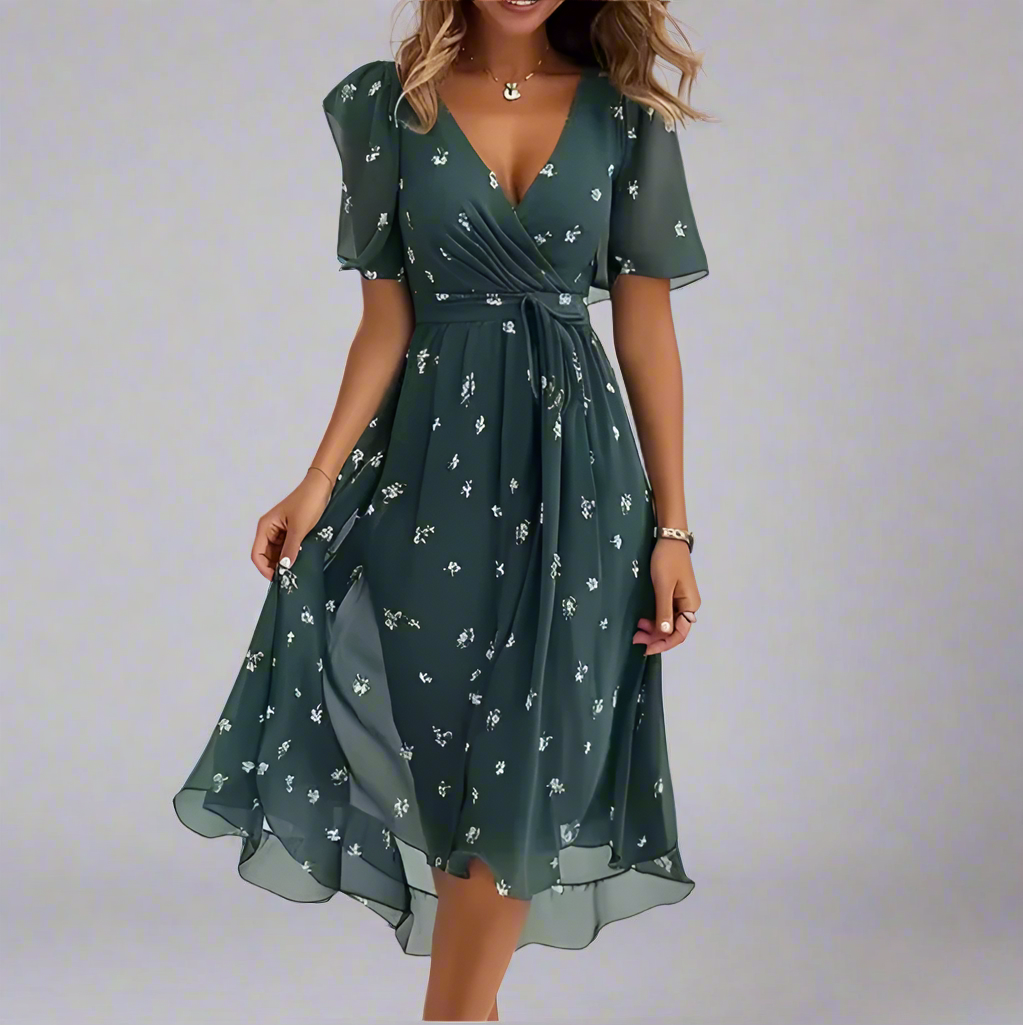 Aisling – The Elegant Floral Dress | Green / S | Toronty Ottawa