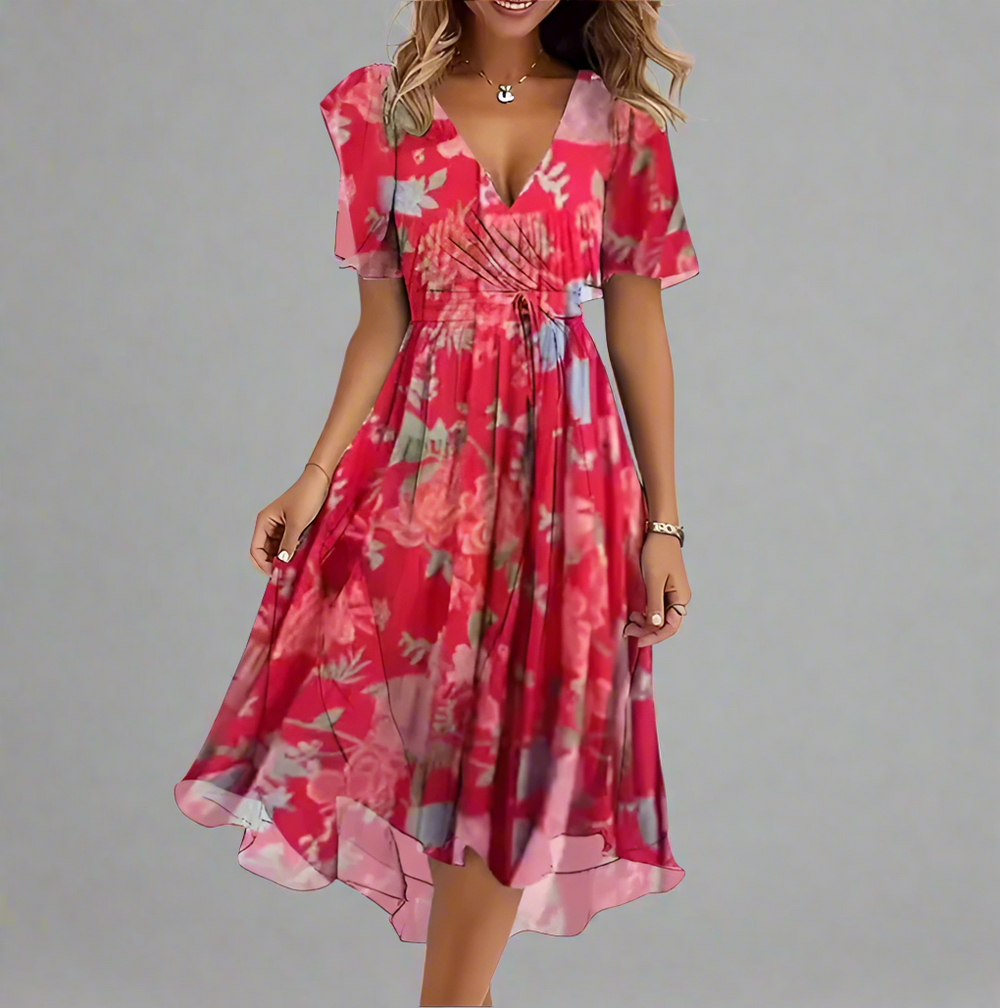Aisling – The Elegant Floral Dress | Red / S | Toronty Ottawa