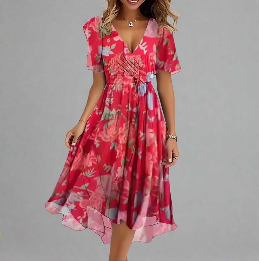 Aisling – The Elegant Floral Dress | Red / S | Toronty Ottawa