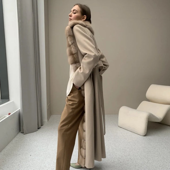 Aurora Luxe Fox Fur & Cashmere Coat