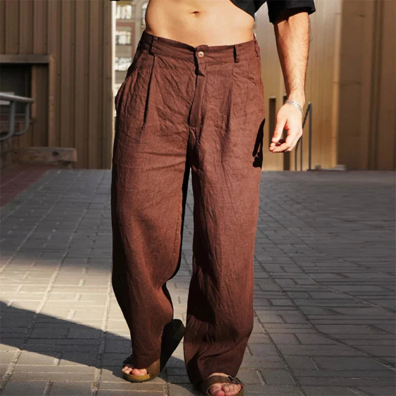 Alden Classic Linen Trousers | Brown / S | Toronty Ottawa