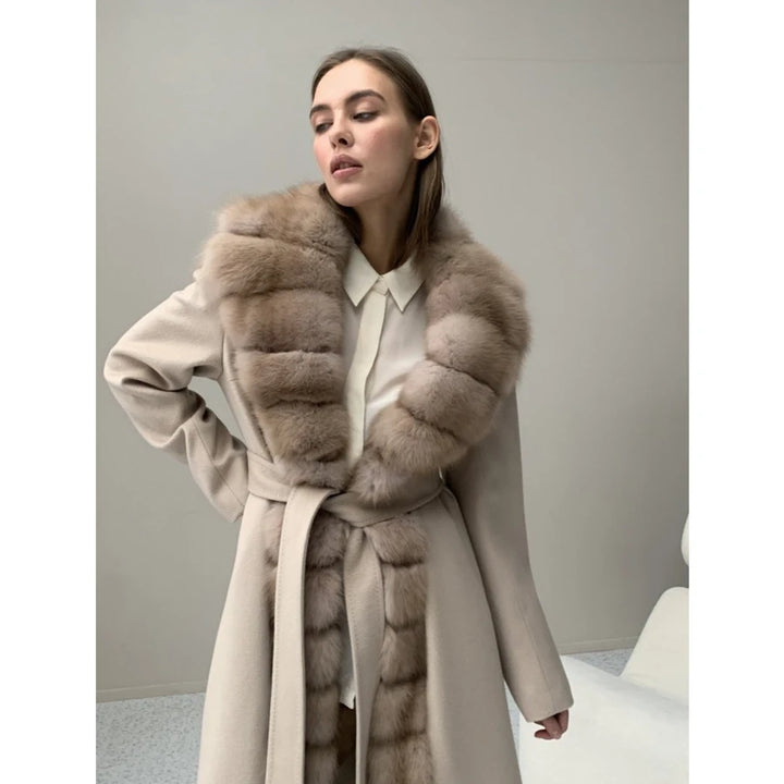 Aurora Luxe Fox Fur & Cashmere Coat