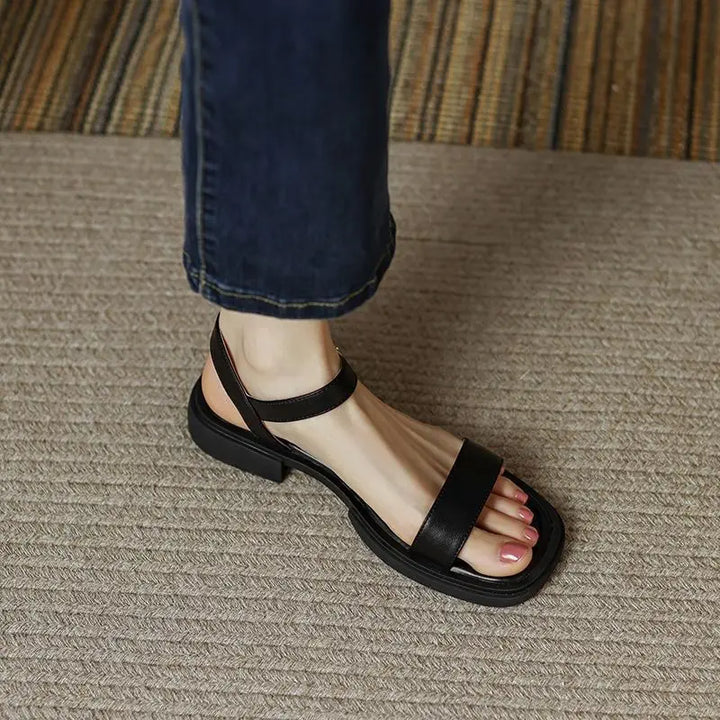 Paige – Minimal Leather Strap Sandals | Black / 3-3.5 | Toronty Ottawa