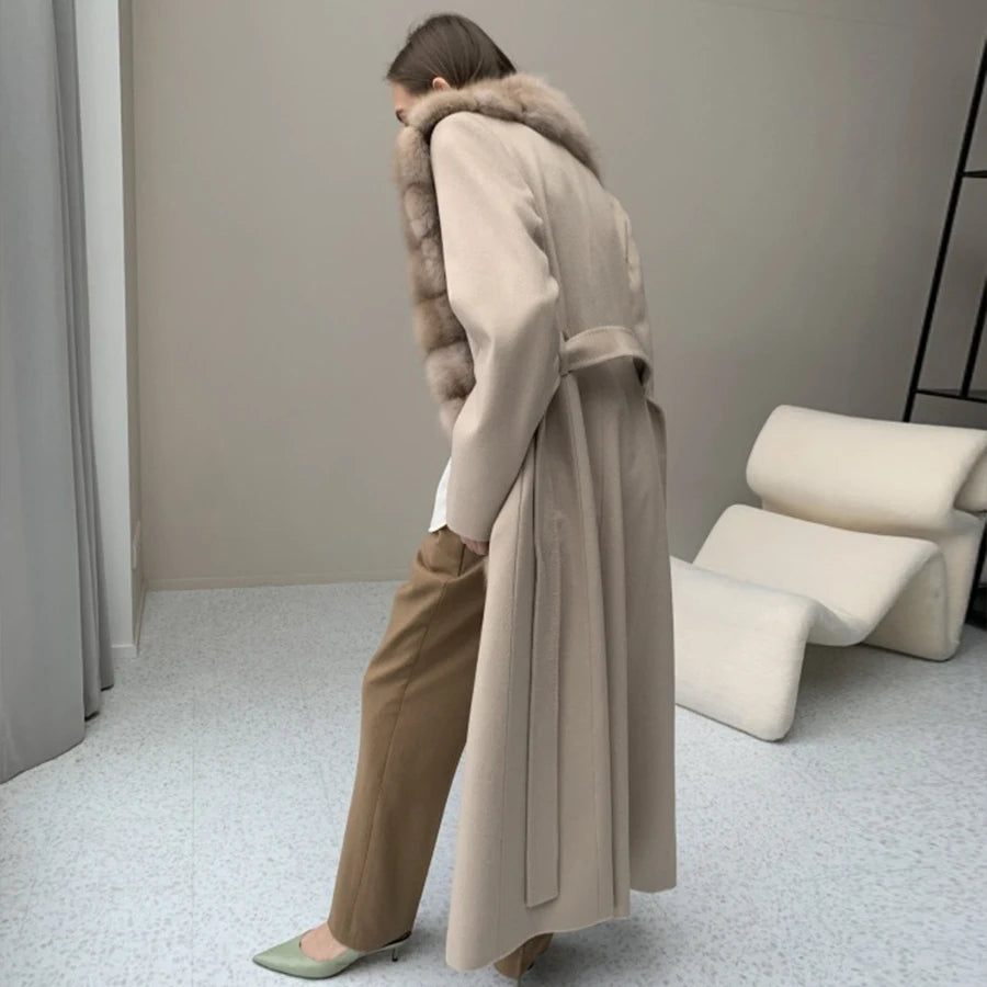 Aurora Luxe Fox Fur & Cashmere Coat