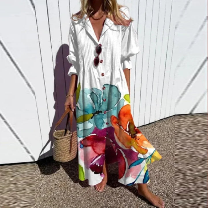 Charlotte - Graceful Floral Dress | White / S | Toronty Ottawa