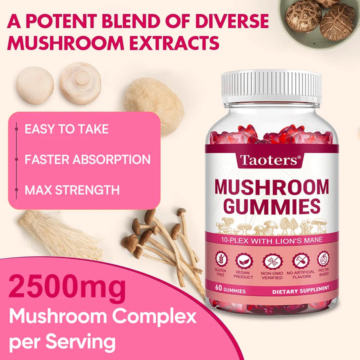 Mushroom Gummies — Brain & Immune Support (Taoters)