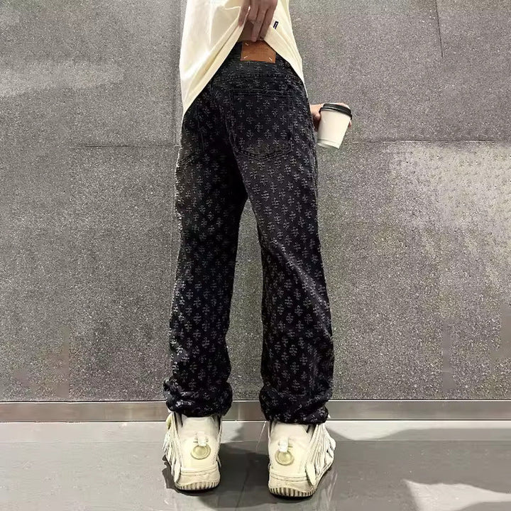 Gravion™ | Jacquard Motif Relaxed Denim Jeans | Blue / XS | Toronty Ottawa