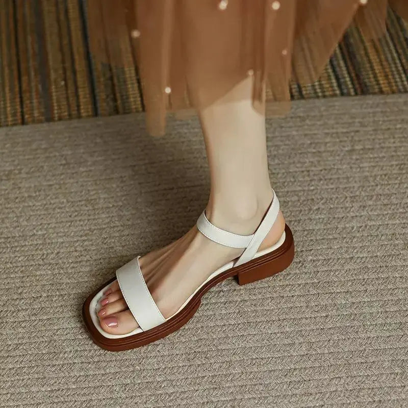 Paige – Minimal Leather Strap Sandals | White / 3-3.5 | Toronty Ottawa