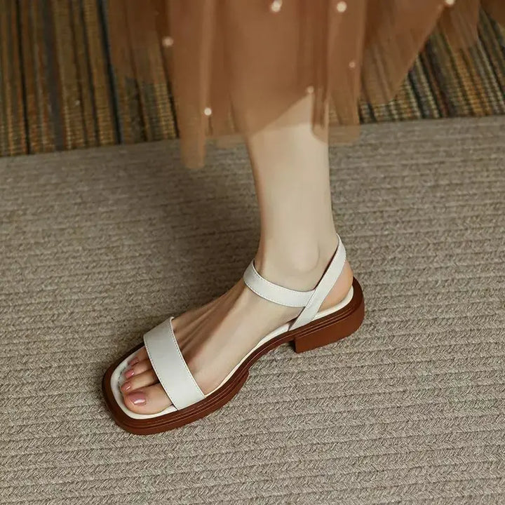 Paige – Minimal Leather Strap Sandals | White / 3-3.5 | Toronty Ottawa